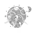 Alien smoking a joint while stargazing tattoo design idea