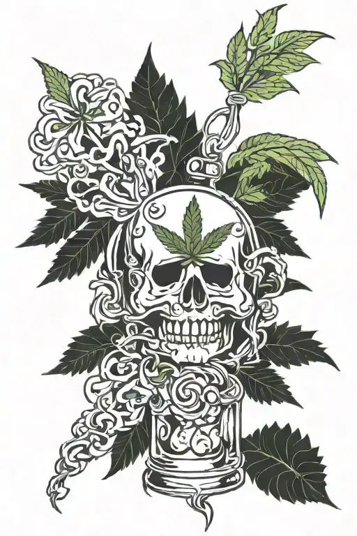 marijuana alcohol tattoo design idea