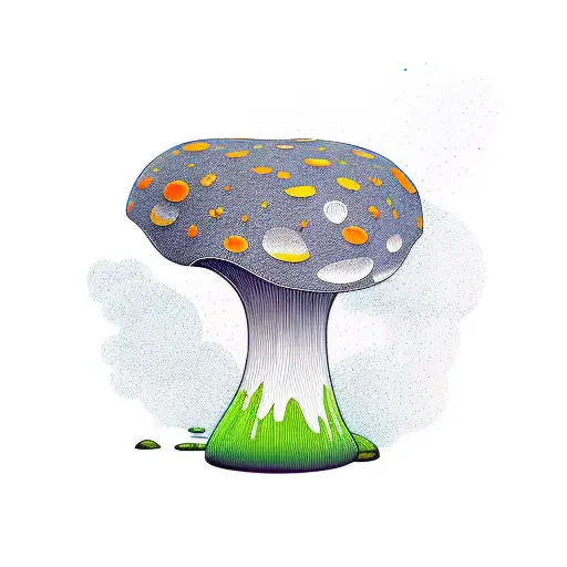 spaceship that looks like a mushroom cap tattoo design idea