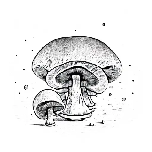 mushroom spaceship that is beaming up a human from the ashes tattoo design idea