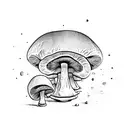 mushroom spaceship that is beaming up a human from the ashes tattoo design idea