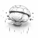 mushroom spaceship that is beaming up a human from the ashes tattoo design idea