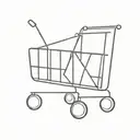 A minimalist tattoo of a shopping cart symbol, with subtle geometric shapes around it, black tattoo only. tattoo design idea