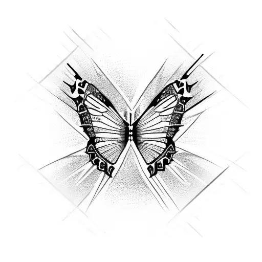 heart spikes butterfly  tattoo design idea