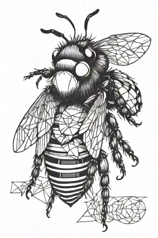 geometric bumble bee tattoo design idea