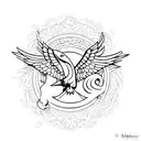 free bird beside Iran  tattoo design idea