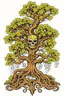 Central Tree (TREE): This will be the main element, symbolizing growth, strength, and your connection to roots.  Masks:  tattoo design idea