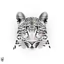 leopard with peircing gaze tattoo design idea