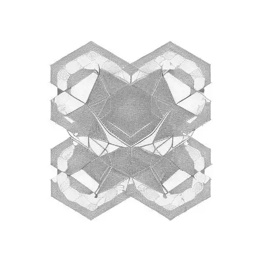 hexagon, circuit trash polka tattoo design idea