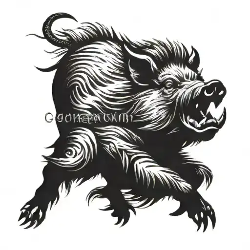 boar charging tattoo design idea
