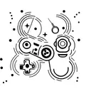 A minimalist tattoo of a game controller surrounded by stars tattoo design idea