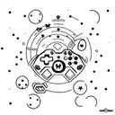 A minimalist tattoo of a game controller surrounded by stars tattoo design idea