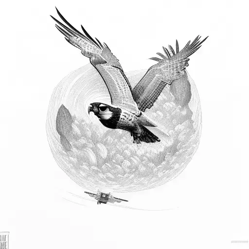 falcon diving from the sky in anger tattoo design idea