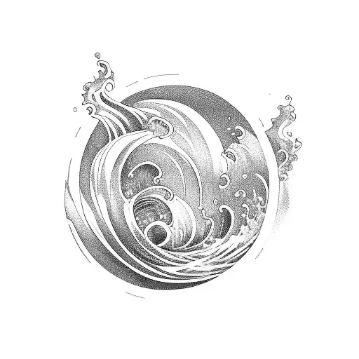 ocean wave dedicated to my twin sister tattoo design idea