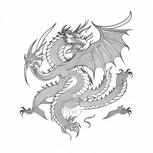 dragon versus Phoenix  tattoo design idea