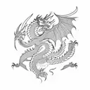 dragon versus Phoenix  tattoo design idea