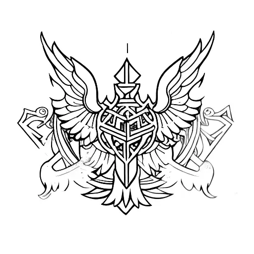 fluer de lis with wings  tattoo design idea