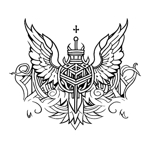 fluer de lis with wings  tattoo design idea