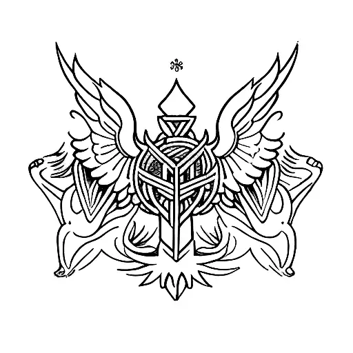 fluer de lis with wings  tattoo design idea
