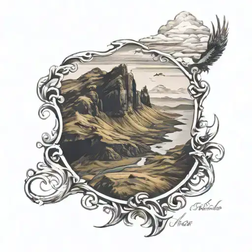 the Quiraing Scotland tattoo design idea