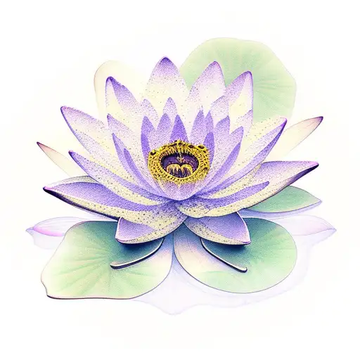 A delicate lotus flower blooming in a serene pond tattoo design idea
