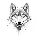 angry black Wolf tattoo design idea