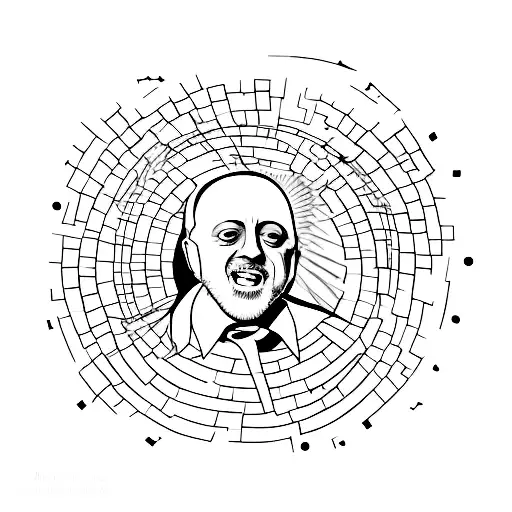 A minimalist design of Billy Joel playing the piano under a shining sun tattoo design idea