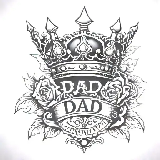 crown and dad memorial tattoo design idea
