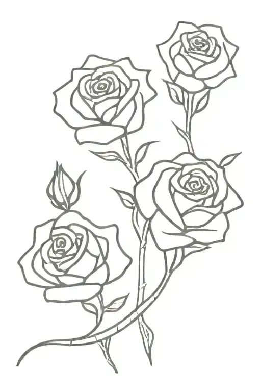 three small open faced roses entwined tattoo design idea