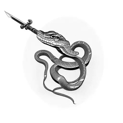 Snake wrapped around a sword tattoo design idea