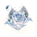 Roses, gemini constallation ocean mountains trees north arrow tattoo design idea