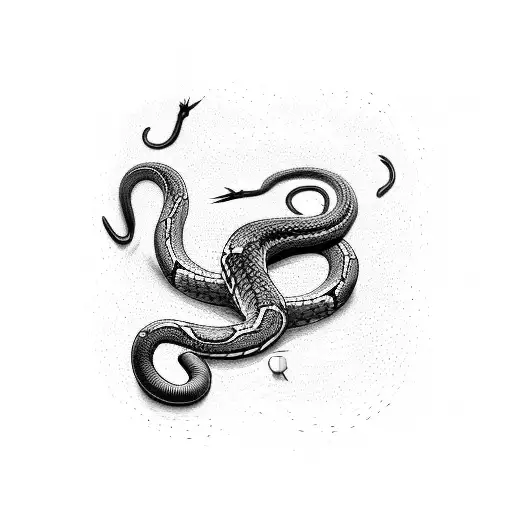 A black mamba snake coiled around a medical caduceus symbol tattoo design idea