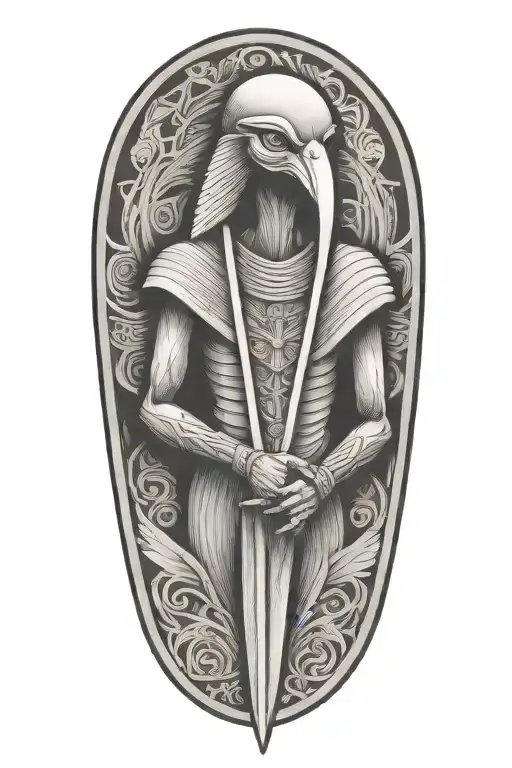 Thoth with a quill pen writing tattoo design idea