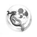 Vicious snake with birds flying around it and a moon  tattoo design idea