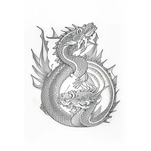 pez koi agua dragon tattoo design idea