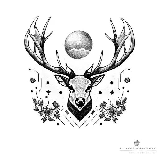 black stag sunrise candy  tattoo design idea