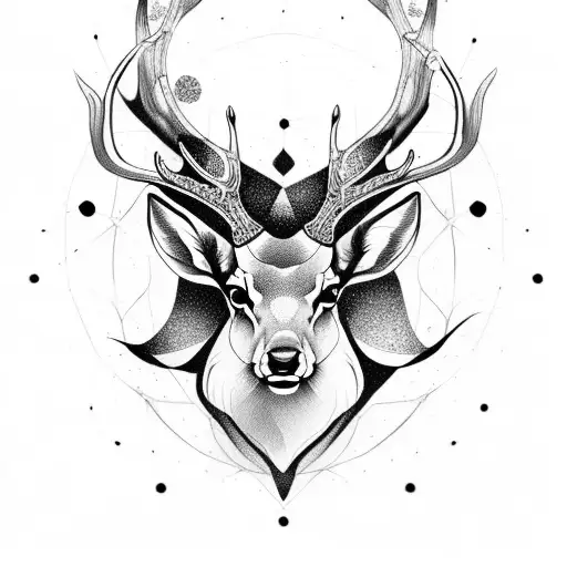 feminine stag mandala tattoo design idea