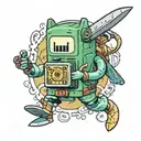 bmo adventure time as ninja warrior tattoo design idea