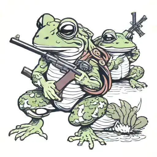 millitary frogs with guns  tattoo design idea