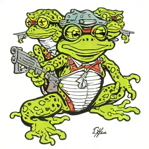 millitary frogs with guns  tattoo design idea