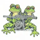 millitary frogs with machine guns  tattoo design idea