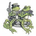 millitary frogs with machine guns  tattoo design idea