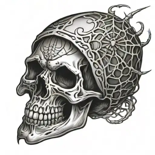 spider hand tatto skull body tattoo design idea