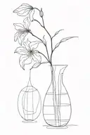 hanging/dead flower in vase, loses petals outside of vase, there a new healthy flower begins to grow. tattoo design idea