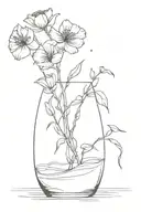hanging/dead flower in vase, loses petals outside of vase, there a new healthy flower begins to grow. tattoo design idea
