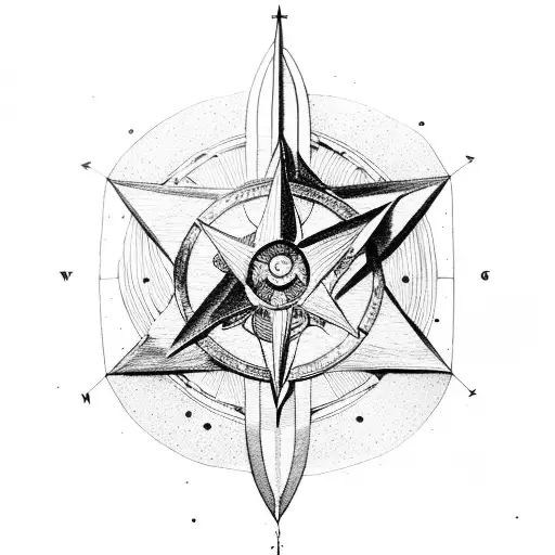 sagittarius, bow, compass tattoo design idea