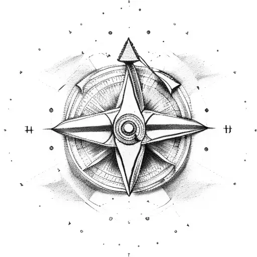 sagittarius, bow and arrow, small compass tattoo design idea