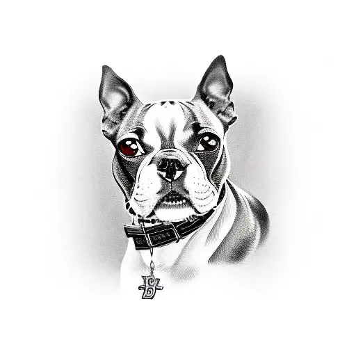 Boston terrier with greek touch  tattoo design idea