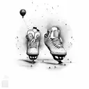 ballon with ice skates  tattoo design idea