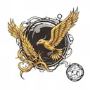 shattered glass globe with a Phoenix rising tattoo design idea